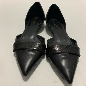 Narcisco Rodriguez Black Leather Pointed Toe Flat